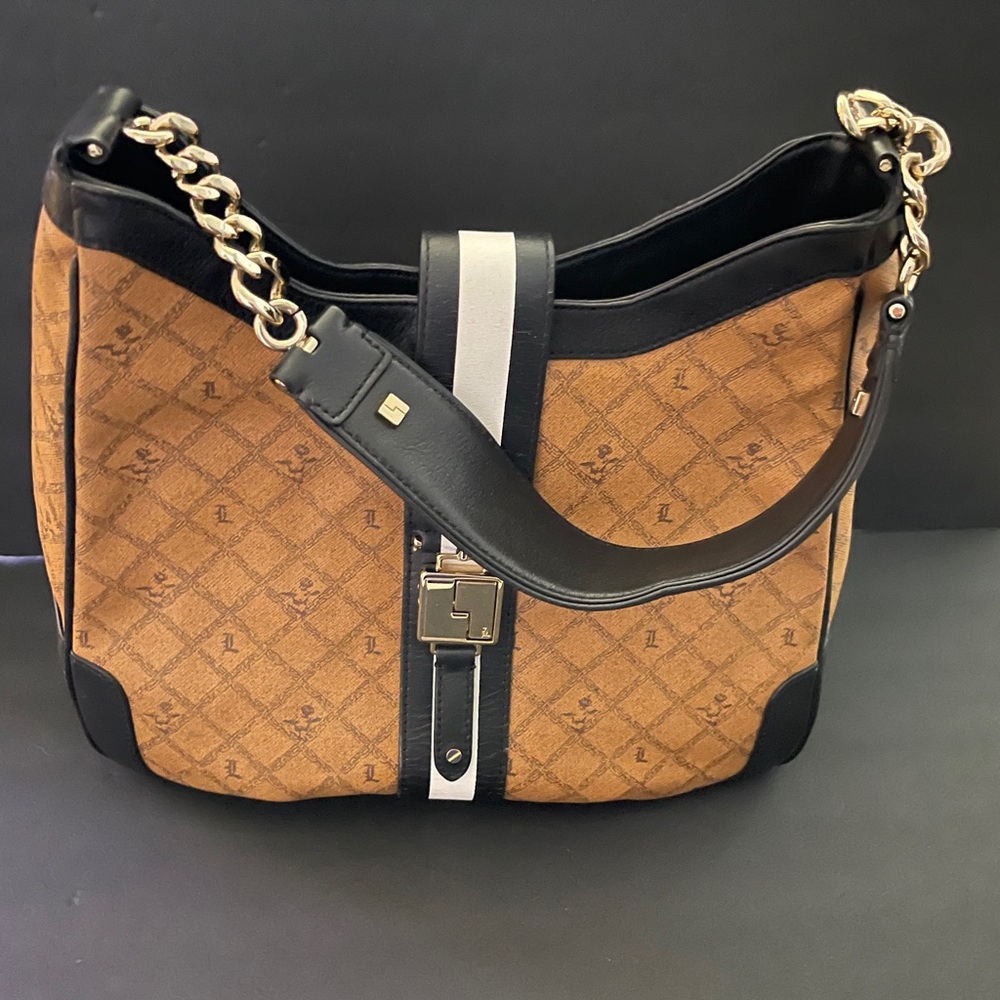 L.A.M.B. Tan and Black Shoulder Bag